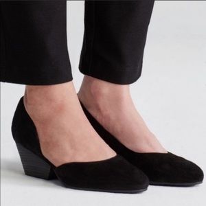 Eileen Fisher Lily Half D'Orsay Suede Black Pumps